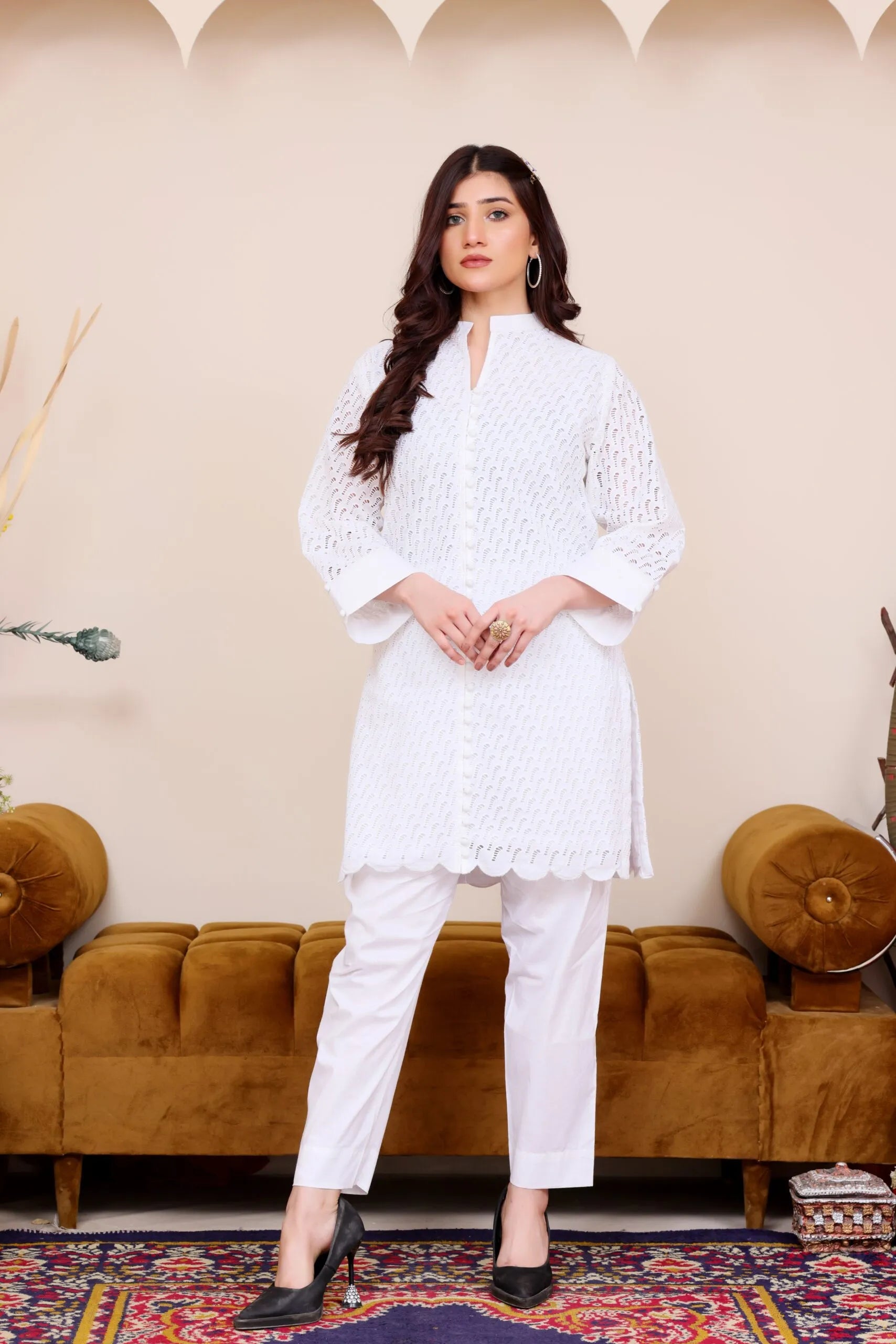 Embroidered White Co-ord Set