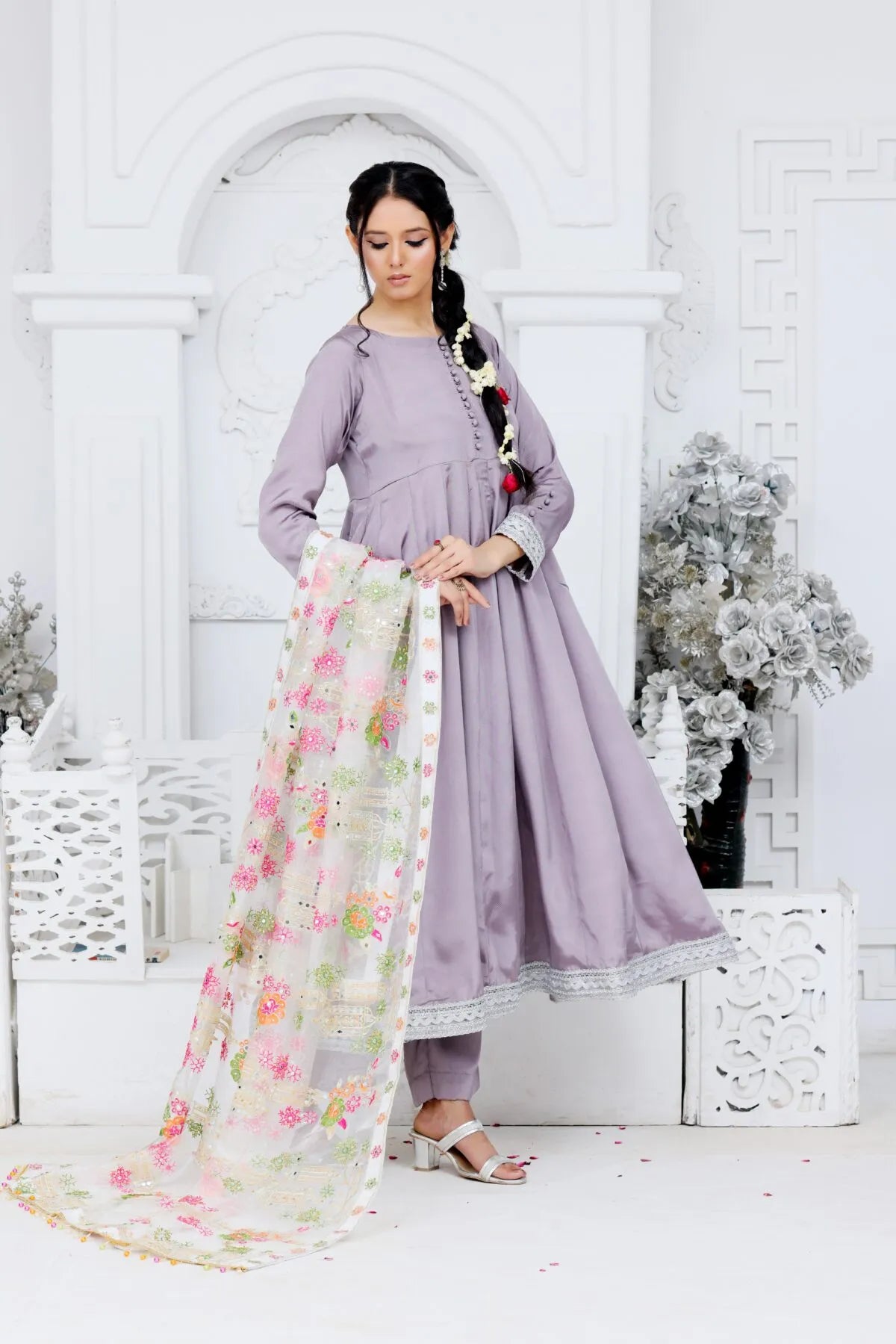 Anarkali dress with embroidered duppata
